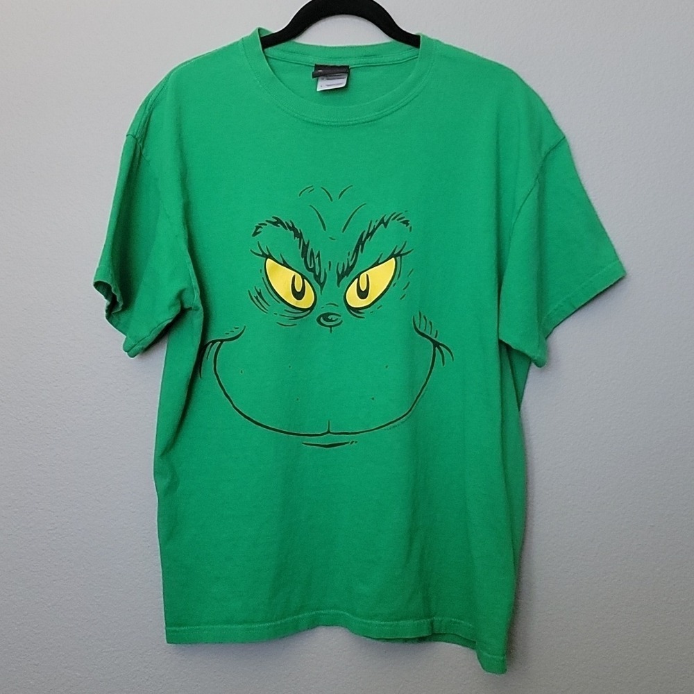 Dr. Seuss Grinch Green Face T-Shirt Large